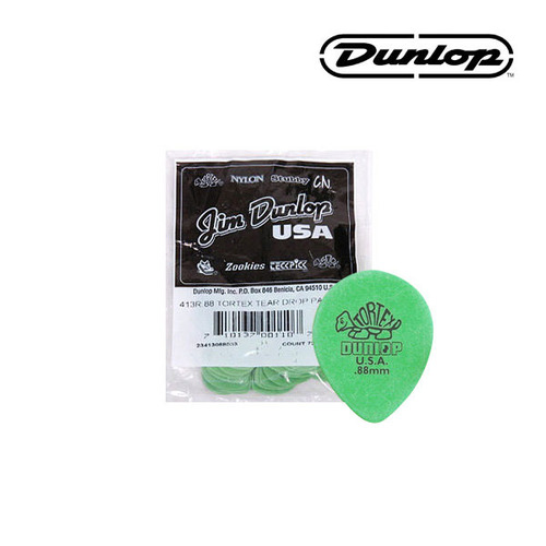 던롭 피크 기타피크 톨텍스 티어드롭 0.88mm 413R.88 (봉지 72) Tortex Teardrop Dunlop Pick