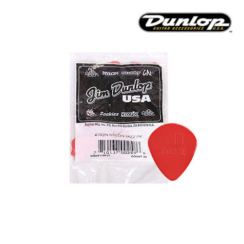 던롭 피크 기타피크 나이론 재즈2 레드 1.18mm 47R2N (봉지 24) Nylon JazzⅡ Red Dunlop Pick
