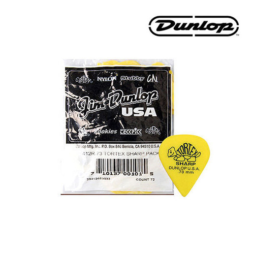 던롭 피크 기타피크 톨텍스샤프 0.73mm 412R.73 (봉지 72) Tortex Sharp Dunlop Pick