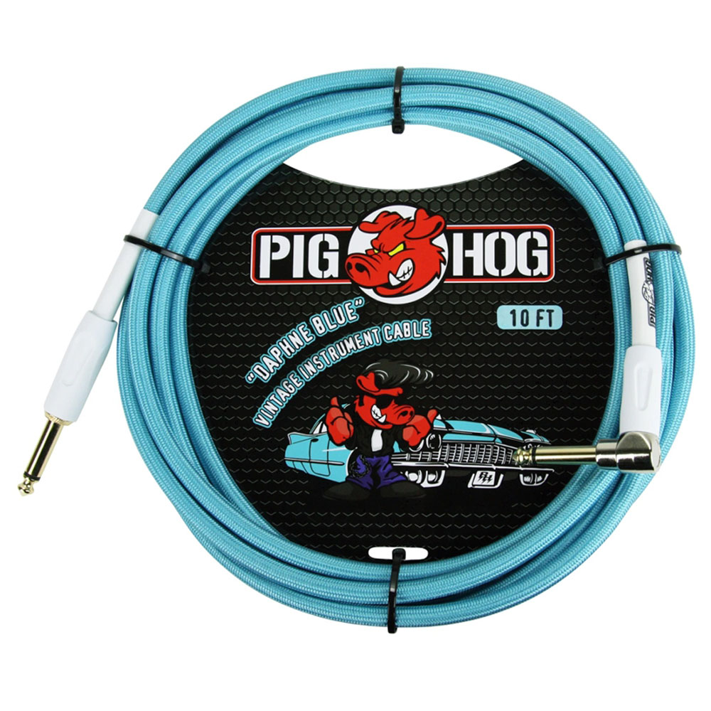 PIG HOG 다프네블루 3m 기타 베이스 케이블 PCH10DBR
